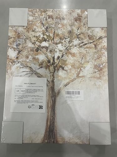 3 Panels Wooden Framed Tree Canvas Wall Art Beige Abstract Painting on Canvas Prints Poster Pictures for Living Room Bedroom Bathroom Dinning Room Hallway Home Office Wall Decoration 30x40cm x3pcs