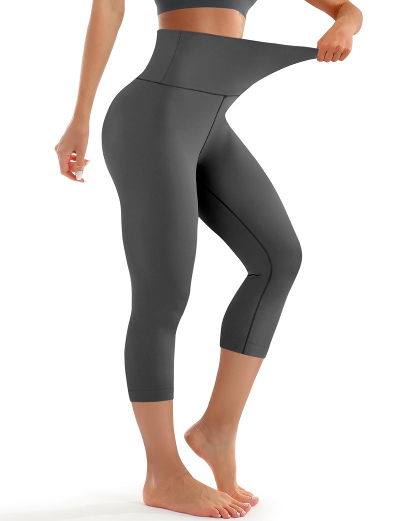 Laite Hebe High Waisted Leggings for Women - Capri Buttery Soft Yoga Pants for Workout Athletic Grey
