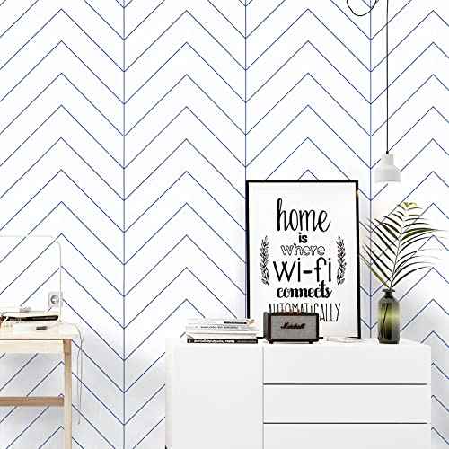 Kitico Peel and Stick Wallpaper Blue and White Geometric Wallpaper Modern Blue Stripe Wallpaper Removable Self Adhesive Wall Paper Waterproof Contact Paper Decorative Home Decoration 17.7"x118.1"