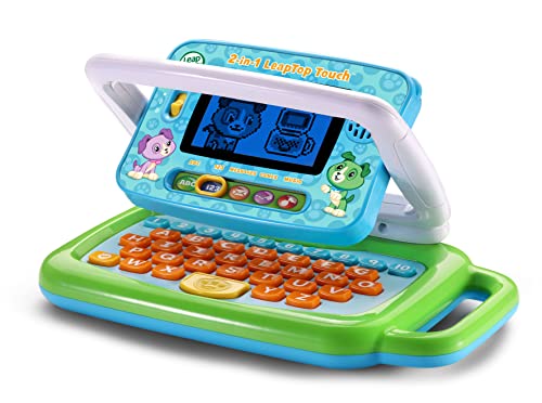 LeapFrog 2 in 1 LeapTop Touch Laptop, Green, Learning Tablet for Kids with 10 Modes of Play, Kids Laptop with Letters, Numbers, Vocabulary and Animals, Learning Toy Laptop for Kids Ages 2 Years +