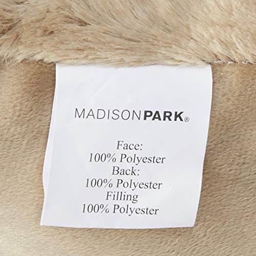 Madison Park Zuri Faux Fur Ombre Stripe Ultra Soft Luxury Decorative Throw Pillows, For Couch Bed With Insert, 20" x 20", Grey