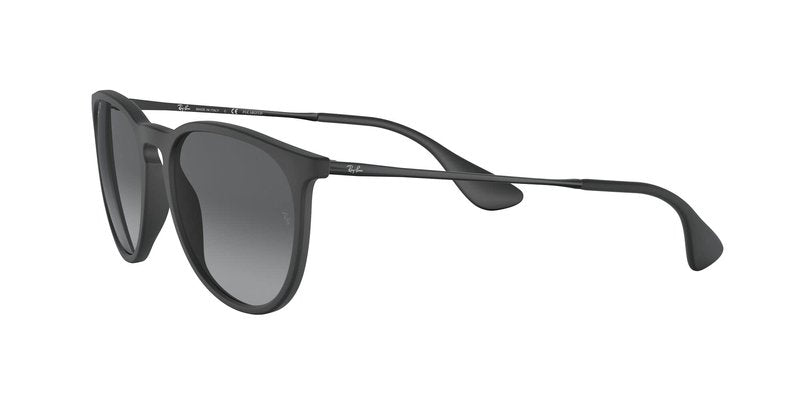 Ray-Ban Unisex RB4171 Erika Round Sunglasses, Rubber Black/Light Grey Gradient Grey Polarized, 54 mm