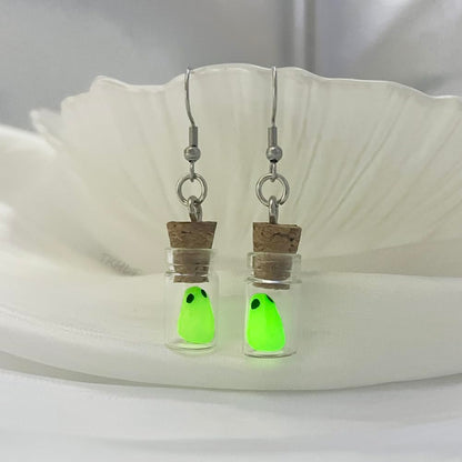 Ghost Earrings, Ghost In A Bottle Earring, The Adopt A Ghost Earring, Halloween Tiny Glow-In-The-Dark Spooky Charm Pendant Earrings Party Jewelry Gifts for Women