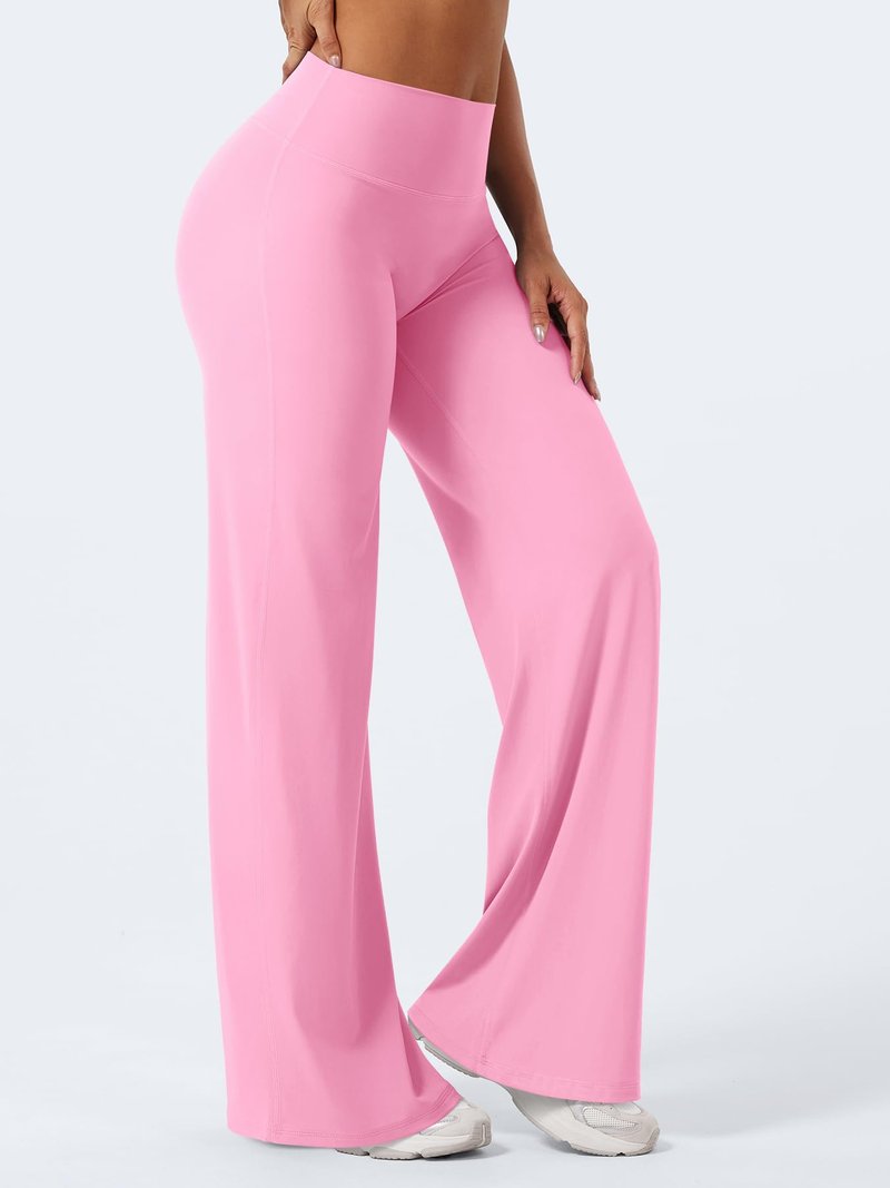 YEOREO Workout Leggings Womens No Front Seam Straight Leggings 33" High Waist Buttery Eddiy Gym Yoga Pants Bubblegum Pink S