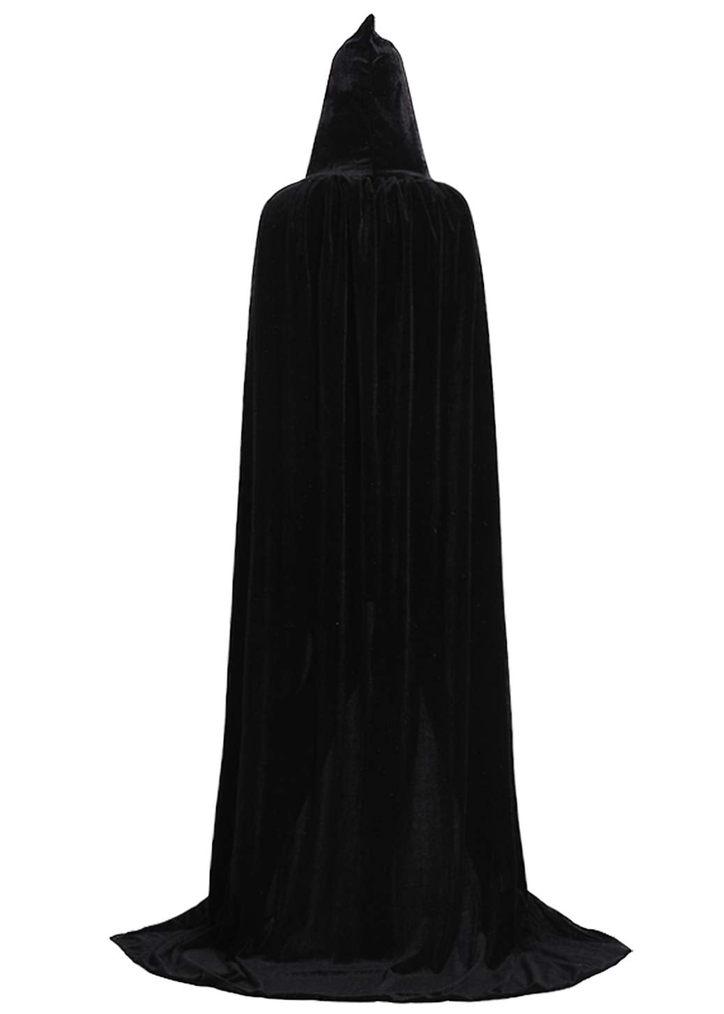 ALIZIWAY Unisex Hooded Cape Long Velvet Cloak for Halloween Masquerade Cosplay Costumes Black 07BM