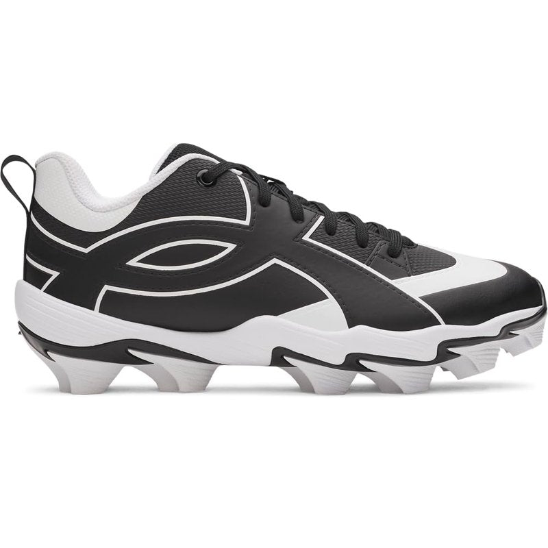 Under Armour Boys' Leadof Icon Low RM JR Baseball Cleats, (001) Black/Black/White, 3, US