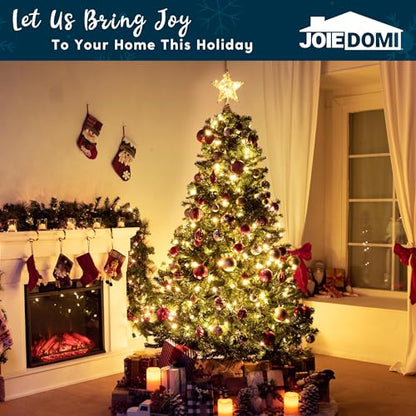 Joiedomi 8 inch Christmas Gold Glitter Star Tree Toppers Metal Lighted with 20 LED Lights for Xmas Decorations, Holiday Party Indoor Decor