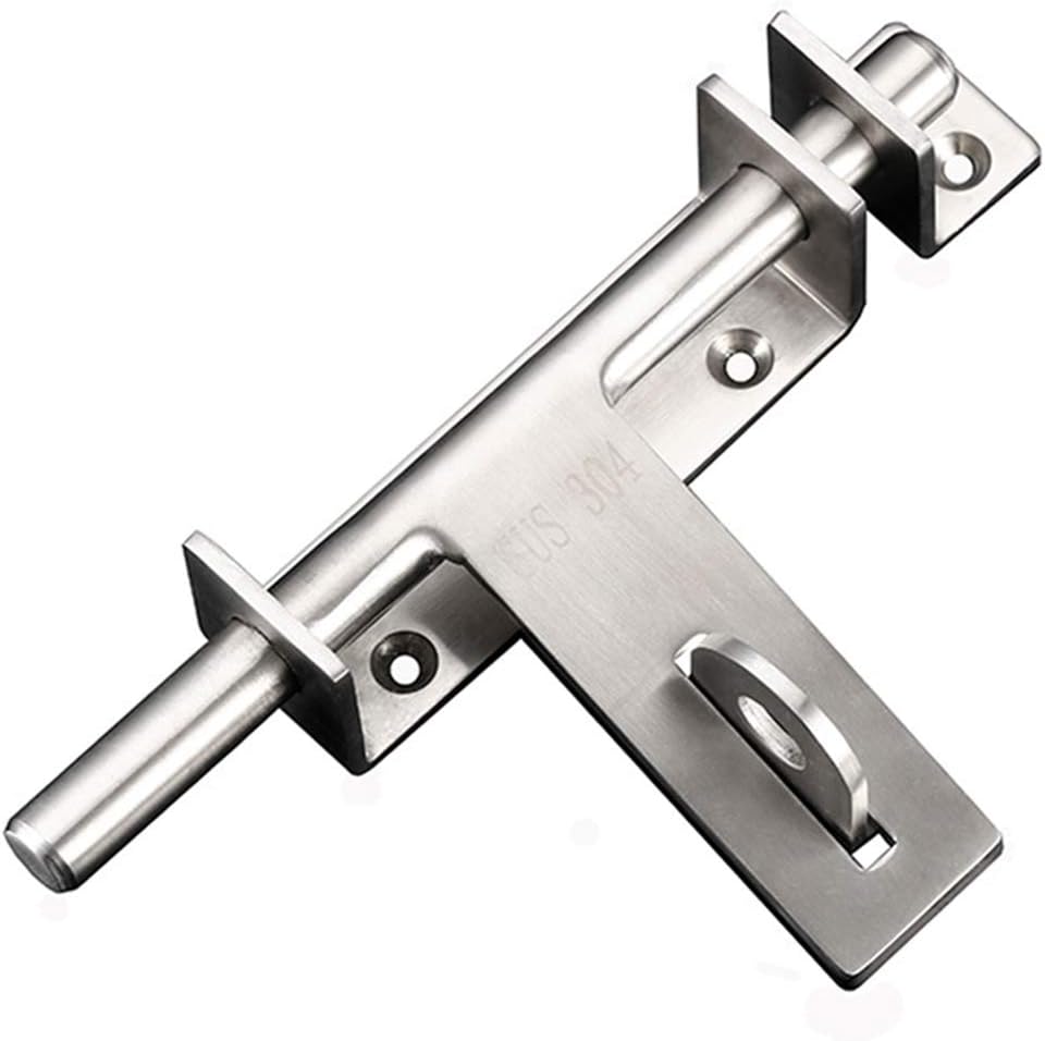 DINGCHI Sliding Bolt Security Lock Throw Lock Heavy Duty 304 Stainless Steel Barrel Door Bolt with Hole Brushed Finish