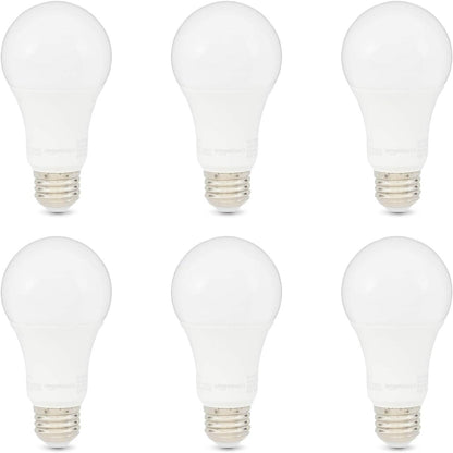 Amazon Basics A19 LED Light Bulbs 100 Watt Equivalent, Daylight White (5000K), Energy Efficient 15 W, Non-Dimmable, 10,000 Hour Lifetime, 6 count (Pack of 1)