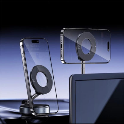 360° Foldable Vacuum Magnetic Phone Holder, Magnetic Car Phone Mount, Hands-Free Suction Cup Phone Holder for Smooth Surface/Car/Gym/Mirror/Tile-Black