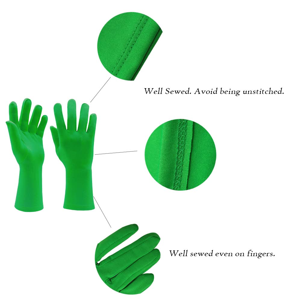 Aniler Men's and Women's Wrist Length Stretchy Gloves Spandex Wedding Party Banquet Costume Short Gloves (One Size, Black)