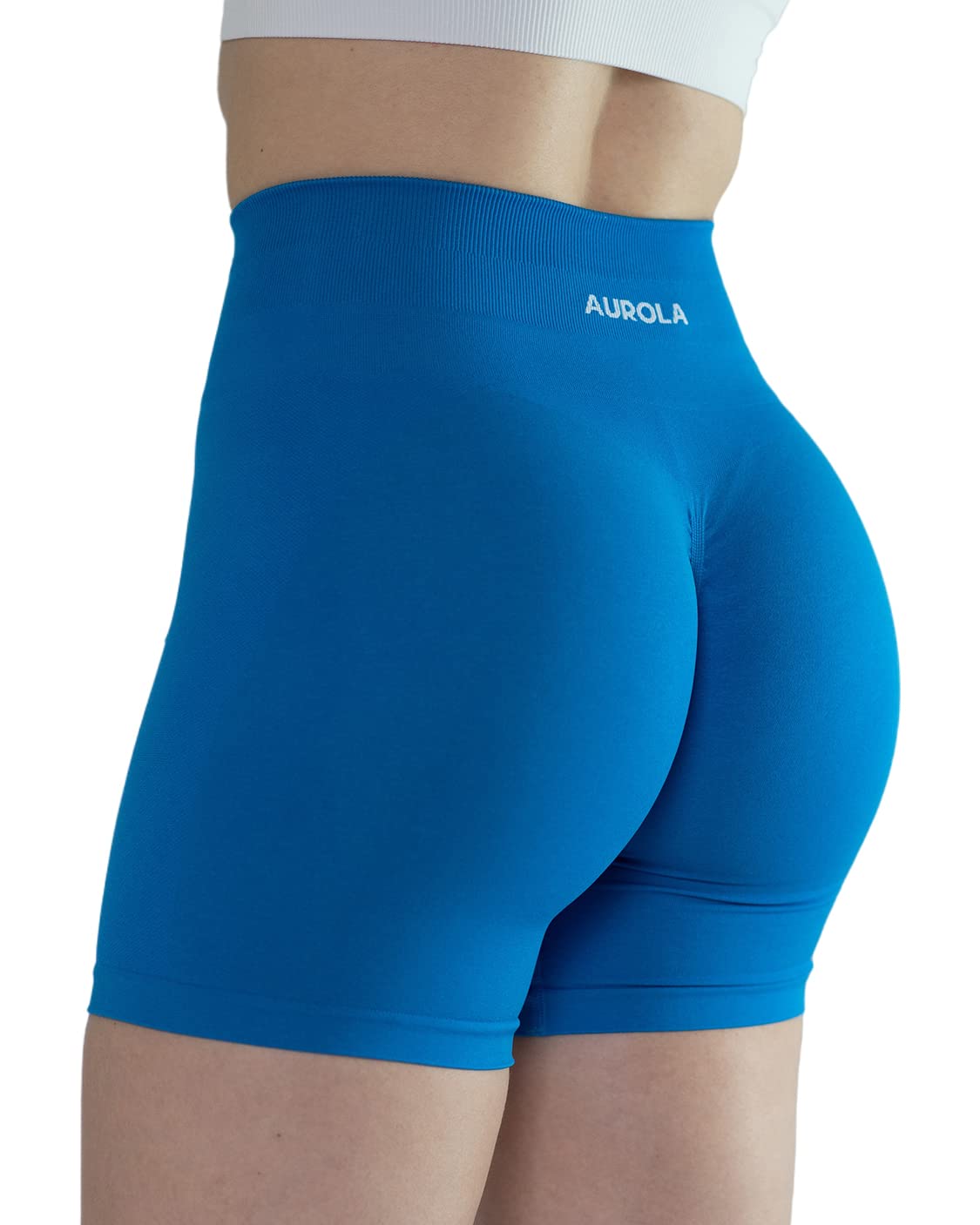 AUROLA Intensify Workout Shorts for Women Seamless Scrunch Short Gym Yoga Running Sport Active Exercise Fitness Shorts(M,Diva Blue)