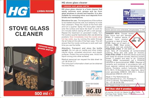 HG Stove Glass Cleaner Spray – Effective Fireplace, Oven & Hearth Cleaner for Soot, Tar & Grease – 500ml