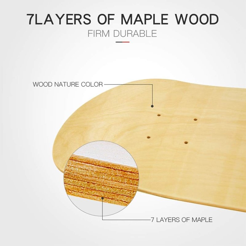 3 PCS Blank Maple Skateboard Decks, 31 x 8 inch 7-Layer Maple Double Tail Skateboard Decks Set of 3