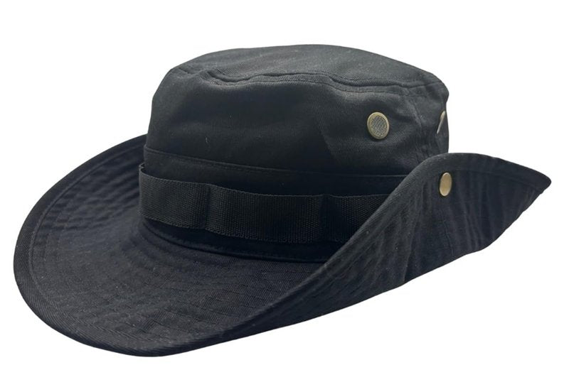 High Qualty Sun Hat 100% Cotton Size Adjustable Men Women Fishing Outdoor UPF 50+ Breathable 3 inch Brim Boonie Hat Summer UV Protection Safari Hat Black