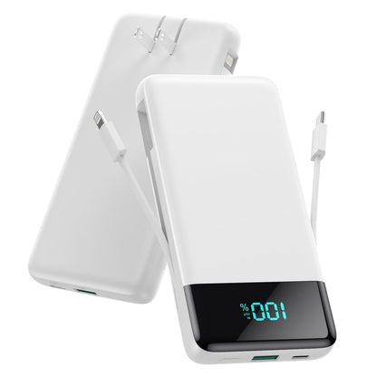 Portable Charger for iPhone with Built in Cables and Wall Plug,Upgraded 13800mAh Fast Charging USB C Power Bank,4 Outputs Travel Essential Battery Pack Compatible with iPhone 15/14/13,Samsung-Purple