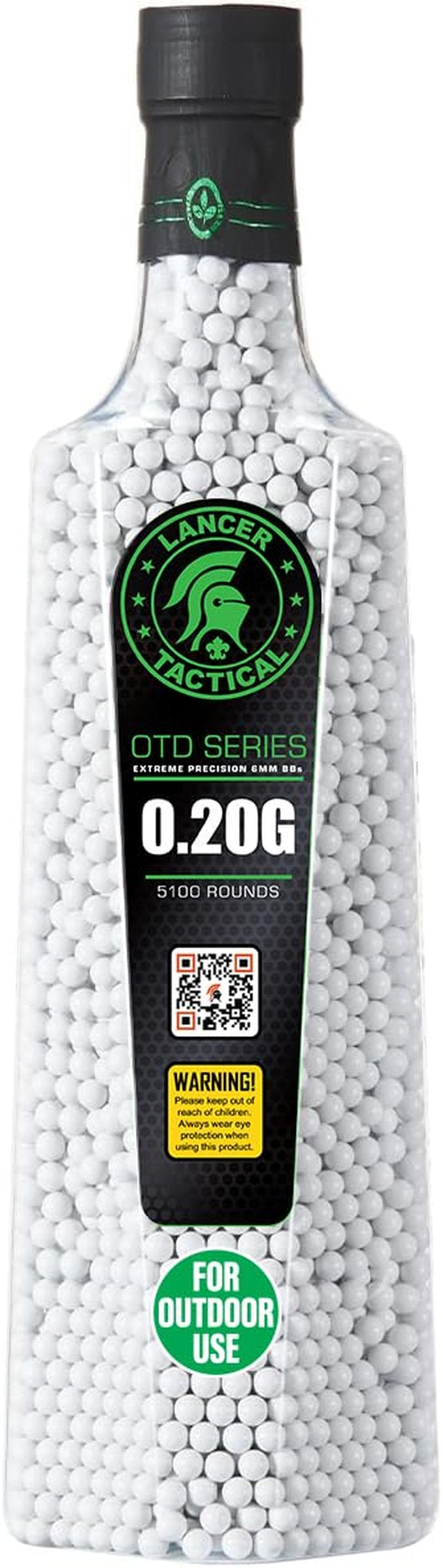 Lancer Tactical Airsoft 5,100 RDS 0.20g Outdoor BBS Outdoor Field Compliant (White)