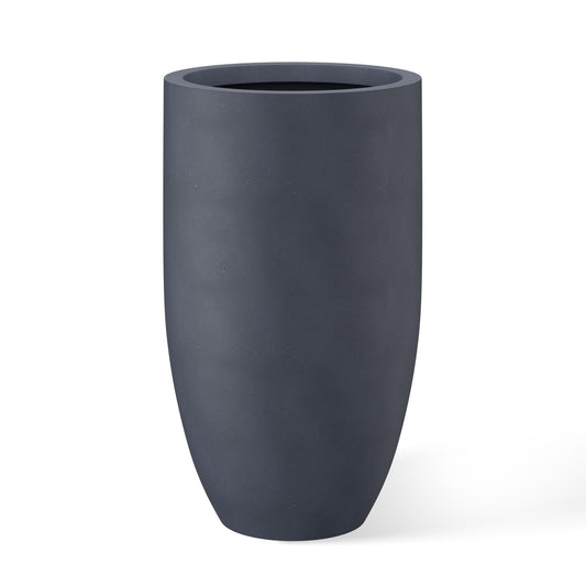 Kante 24 Inch Tall Concrete Planter, Outdoor Indoor Large Plant Pots with Drainage Hole and Rubber Plug for Home Garden Patio Porch Smooth Charcoal