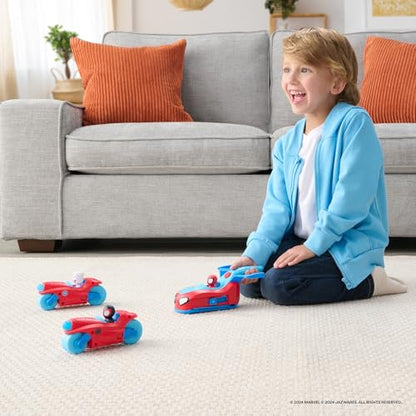 Jazwares Marvel Spidey and His Amazing Friends Spidey Team Split Racer - 8.5-Inch Three-in-One Vehicle with Web Darts, Sound Effects, and Phrases