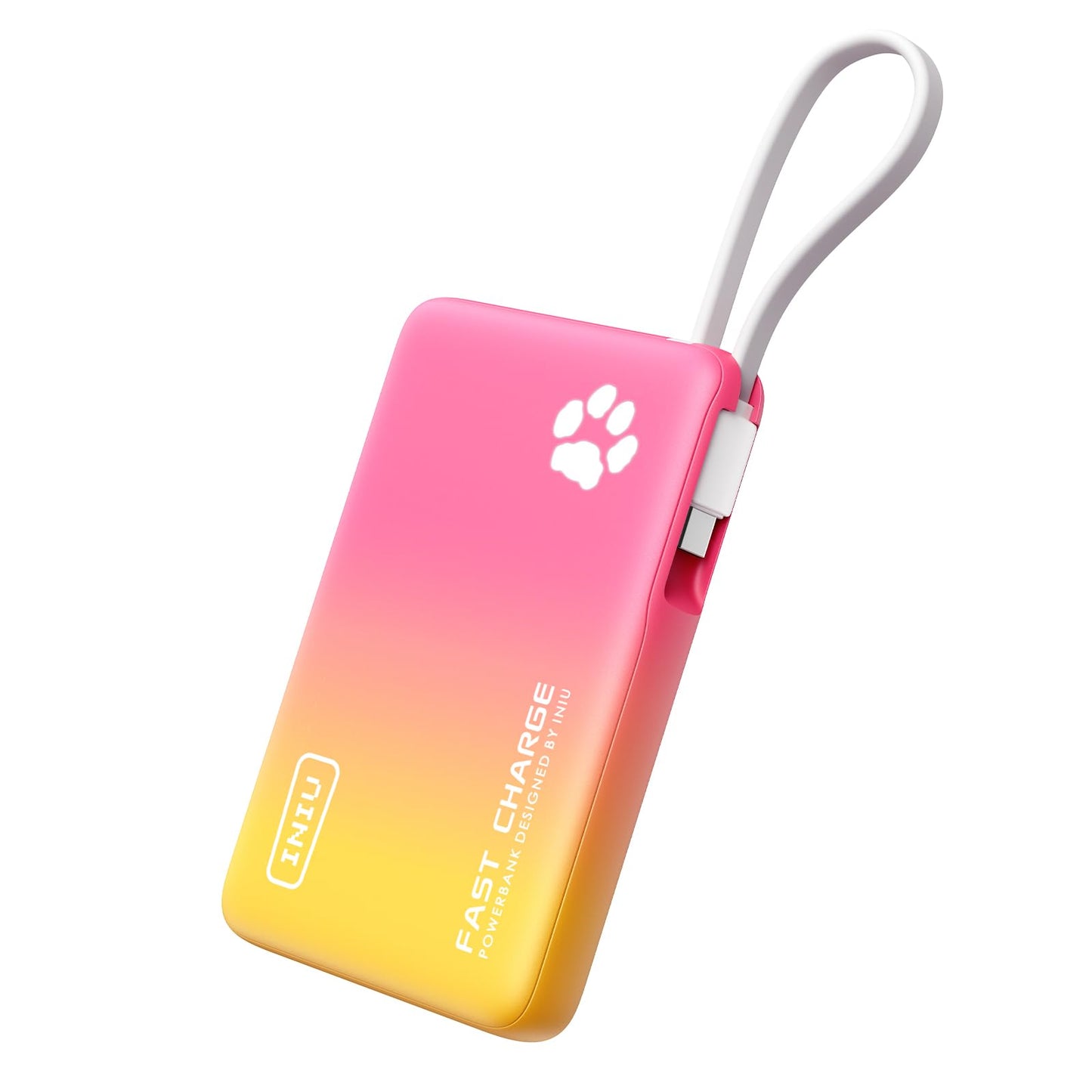 INIU 45W Portable Charger, 10000mAh Built-in USB C Cable Fast Charging Power Bank, Small Type C Battery Pack, Powerbank for iPhone 17 16 15 14, iPad, Samsung S25 S24 etc. Travel Camping Essentials