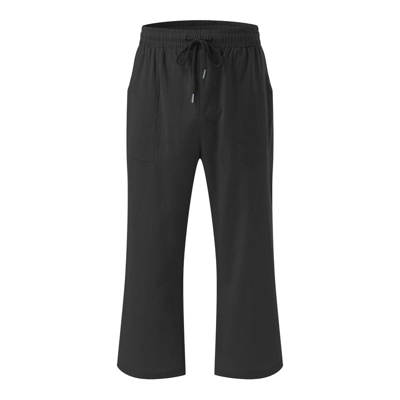 LRMQS Capsule Wardrobe for Women 2026 Linen Clothes Capris Pants for Women Cotton Linen Casual Summer 2025 Straight Wide Leg Loose Drawstring Elastic Waist Cropped Trouser