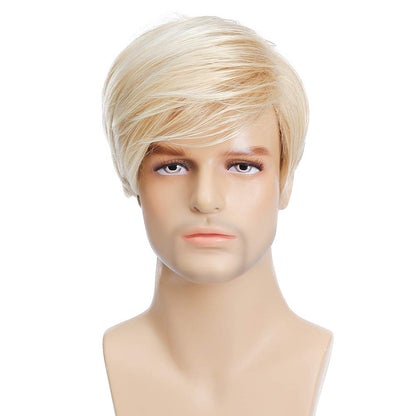 Kaneles Mens Blonde Wig Short Wig Natural Hair Replacement Synthetic Costume Halloween Hair Wigs (Light Blonde)