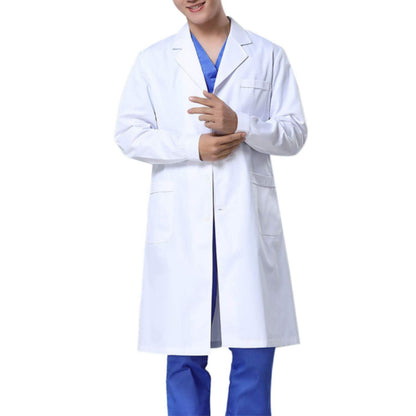 Waflyer White Unisex Cotton Polyester Scientist Lab Coat - Doctor Workwear Uniform for Food Coat Laboratory - Men's S