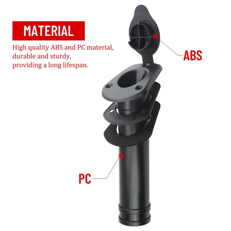 WMYCONGCONG 2 PCS Kayak Deck Fishing Rod Holder Plastic Flush Mount Fishing Boat Rod Holder w/Cap Cover for Kayak Boat Canoe
