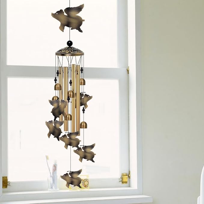 Flying Pigs Wind Chimes Decor, Mobile Blessing Wind Bells Decorate, Sympathy Wind Catcher, Memorial Gifts for Mom, Grandma, Woman (Housewarming/Outside/Indoor/Home/Room/Porch/Yard/Garden Decoration)