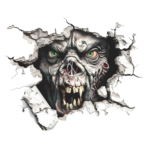 3D Halloween Wall Decals, Horror Wall Breaking Monster Stickers, DIY Scary Home Decor, Screaming Bloody Creatures Decoration