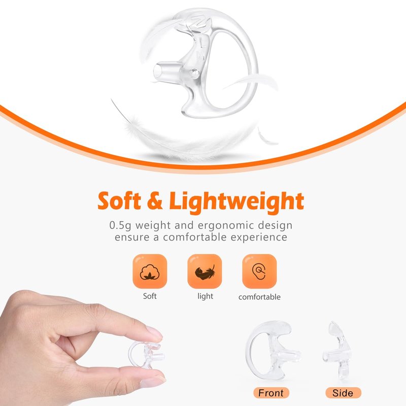 Zeadio 8-Pair Pro-Grade Covert Surveillance Earbud, Replacement Ear Insert, Silicon Earmold Earplug for Two-Way Radio Earpiece Audio Coil Tube, Compatible with Motorola/Kenwood ect (16pcs)