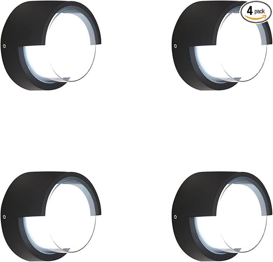 Patio Wall Light 4 Pack 12W Outside Wall sconces 6500K Cold Lights Outdoor Wall Light Modern Wall Porch Light Outdoor Light Fixture