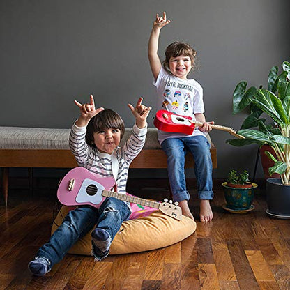 Loog Mini Acoustic kids Guitar for Beginners 3-strings Ages 3+ Learning app and lessons included Red
