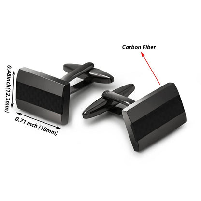 Cuff Links, Mr.Van Handcrafted Carbon Fiber Rhodium Plated Gun Black Cufflinks Set for Men's Business Wedding Jewelry Gift