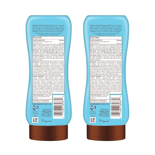 Hawaiian Tropic Everyday Active Lotion Sunscreen SPF 30, 8oz Twin Pack | Broad Spectrum, Oxybenzone Free Sunblock, 8oz Each