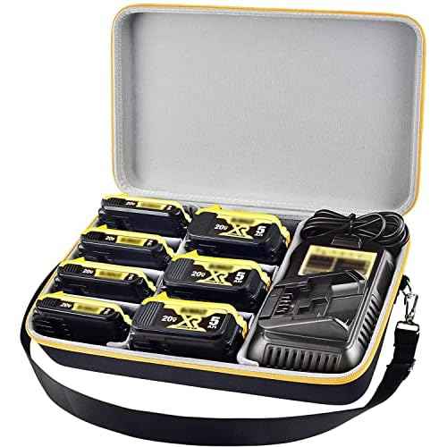 Extra Large Battery Storage Holder Case for DEWALT 20V/ 60V MAX XR &Charger, Tool Batteries Pack Container Carrier Box, Holds 20V 2.0/3.0/4.0/5.0/6.0/9.0-Ah Batteries, Adapter (Bag Only)