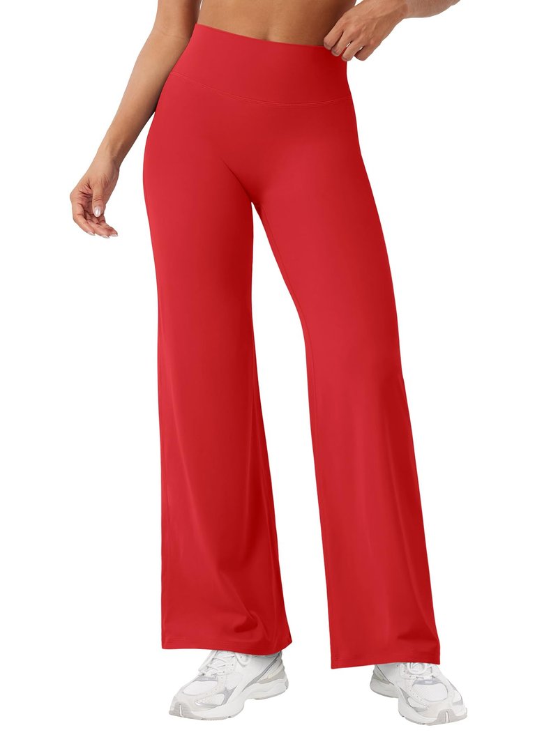 YEOREO Workout Leggings Womens No Front Seam Straight Leggings 29" High Waist Buttery Eddiy Gym Yoga Pants Red S
