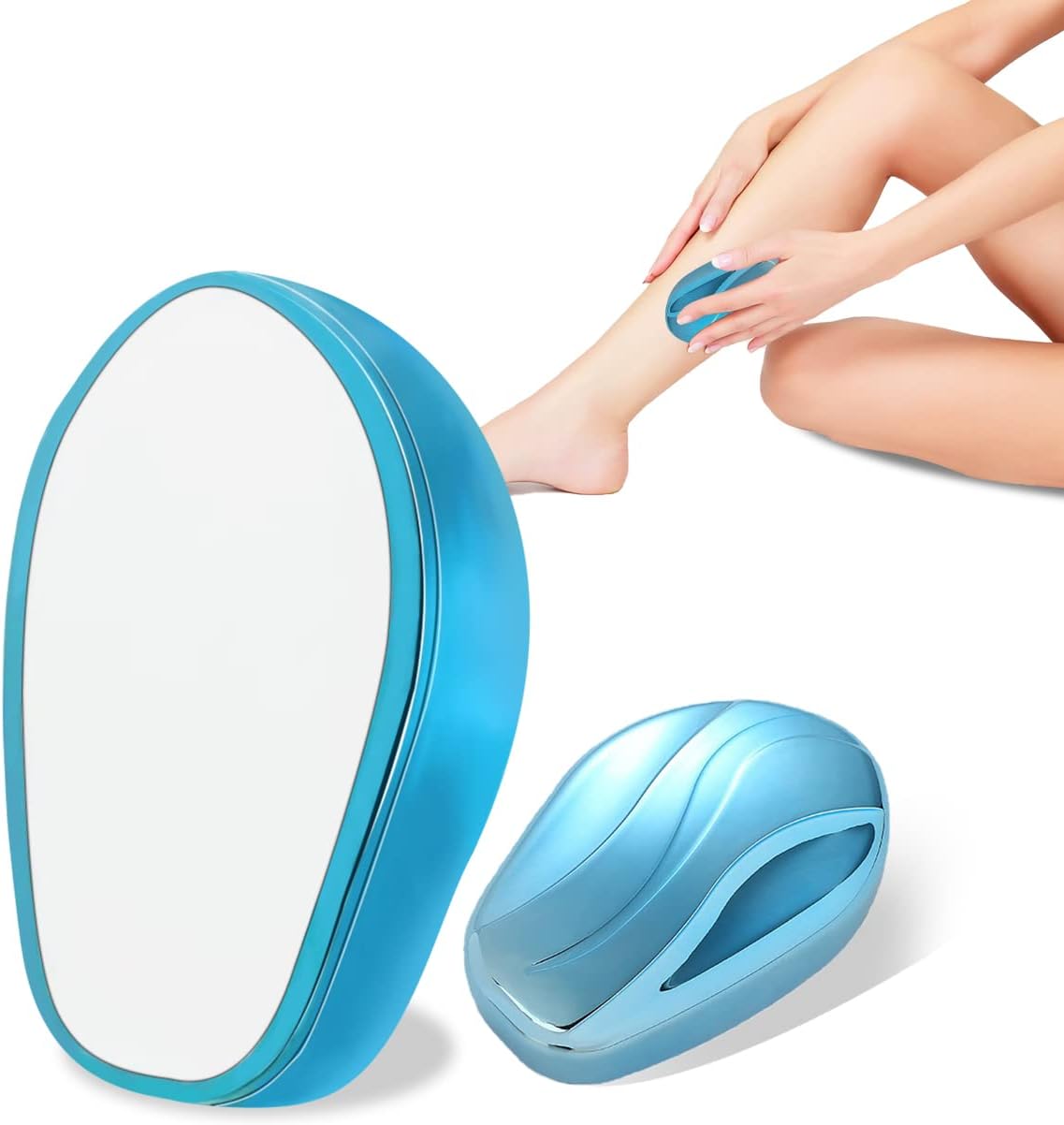 Hair Removal Without Shaving, Crystal Hair Remover, Washable Nano Epilator for Men and Women, Reusable Magic Crystal Hair Remover, Stone for Body, Legs, Arms, Back Exfoliating (Blu)
