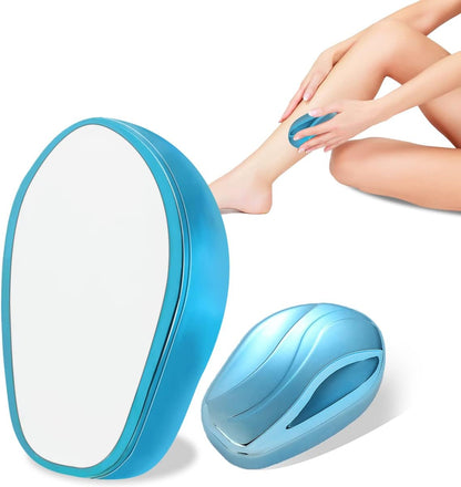 Hair Removal Without Shaving, Crystal Hair Remover, Washable Nano Epilator for Men and Women, Reusable Magic Crystal Hair Remover, Stone for Body, Legs, Arms, Back Exfoliating (Blu)