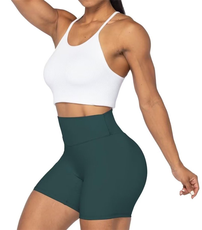 Sunzel No Front Seam High Waist Biker Shorts for Women, Squat Proof Yoga Workout Gym Bike Shorts 5" Inseam Jasper Green X-Small