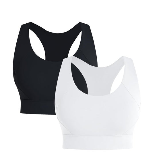 2 Pack Racerback Sports Bras for Women Medium Support Padded Workout Yoga Top Sports Wireless Bra