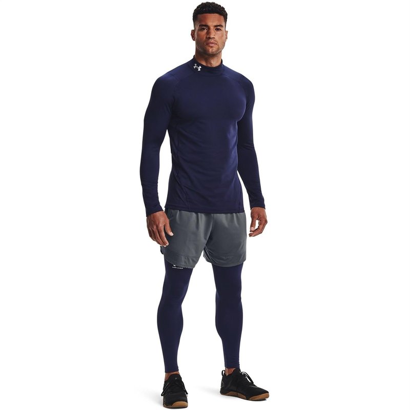 Under Armour - Mens ColdGear Armour Fitted Mock Long-Sleeve T-Shirt, Color Midnight Navy (410), Size: X-Large x Tall