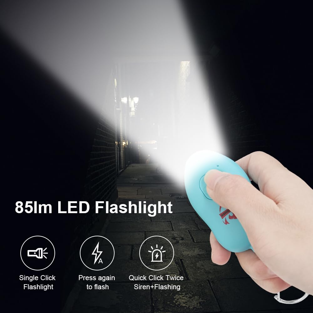 Fightsense Personal Alarm Keychain with Snap Hook, 130dB Siren Safety Alarm for Women LED Light (300m Audible) (Black)