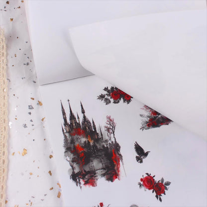 Dwetpzo Halloween Precut Scrapbook Sticker Book for Adults, Transparent PET & Writing Paper Stickers, Adhesive Sticker for Journaling, Junk Journals, Scrapbooking Supplies, 20 Sheets, A5