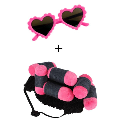 Funny Dog Curler Wig Costume & Glasses - Adjustable, Soft & Warm Pet Wig for Small, Medium & Large Dogs & Cats - Perfect for Halloween, Christmas & Parties (Fits Pet Head Circumference 6-27 Inch)