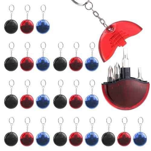 XunYee 24 Pcs 4 in 1 Mini Screwdriver Keychain Set Christmas Stocking Stuffers Bulk for Men Multitool Pocket Screwdriver Keychain Kit for Xmas Party Favor Father Birthday Gift Goodie Bag Filler