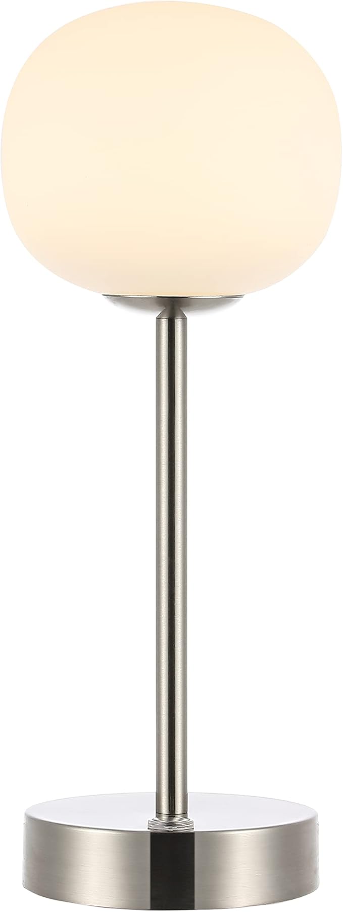 JONATHAN Y JYL7108A Natalia 12.25" Modern Minimalist Iron Rechargeable Integrated LED Table Lamp Contemporary Bedside Desk Nightstand Lamp for Bedroom Living Room Office, Nickel/White