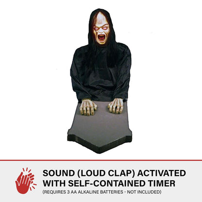 Haunted Hill Farm Resurrection Mary by Tekky, Battery Operated Timer and Sound Activated Jump-Scare Halloween Animatronic for Indoor or Covered Outdoor Creepy Halloween Decorations, Scary Fright Props