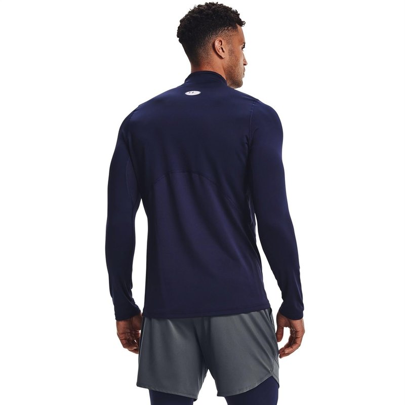Under Armour - Mens ColdGear Armour Fitted Mock Long-Sleeve T-Shirt, Color Midnight Navy (410), Size: X-Large x Tall