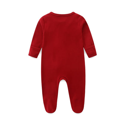 Hikido Premium Organic Cotton Clothing Set One-Piece Long Sleeve Romper Baby Boy Jumpsuits for 3-6months Baby Burgundy